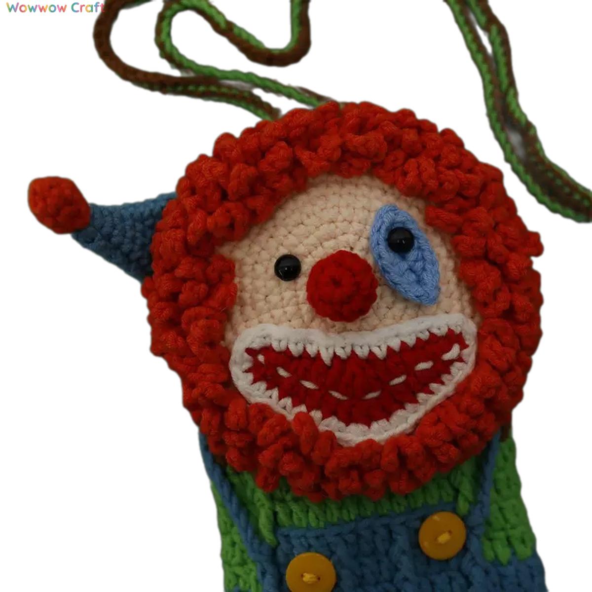 Mini Bags,Handmade Crochet Bags,Clown Hand Crocheted Phone Bag - Hand Crocheted Mini Bag
